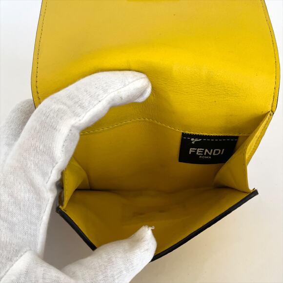 FENDI Bifold Wallet Peekaboo Selleria Yellow Leather Coin Case - Picture 5 of 12